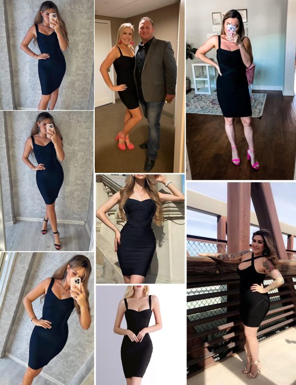 Women's Celebrity Bandage Bodycon Dress Strap Party Pencil Dress