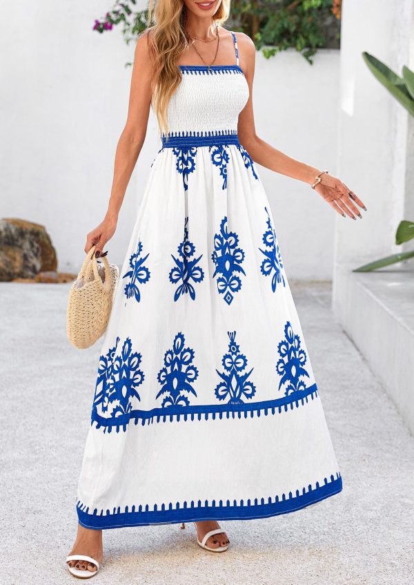 Summer Dress for Women 2025 Floral Sundress Spaghetti Strap Flowy Beach Vacation Boho Maxi Dresses