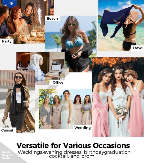 Shawls and Wraps for Evening Dresses, Chiffon Shawl Wraps for Women, Shawls for Wedding, Pashimina Bride Shawl
