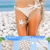 Women Crochet Cover up Skirt Hollow Out Triangle Shawl Wrap Mermaid Sarong Fishnet Swimwear Starfish Beach Skirt